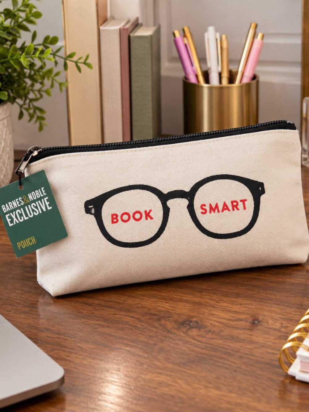 Barnes & Noble Exclusive "Book Smart" canvas zipper pouch-NWT